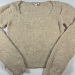 Le‎ Lis Collection Fuzzy Sweater Square Neck Long Sleeve Pullover - Women's